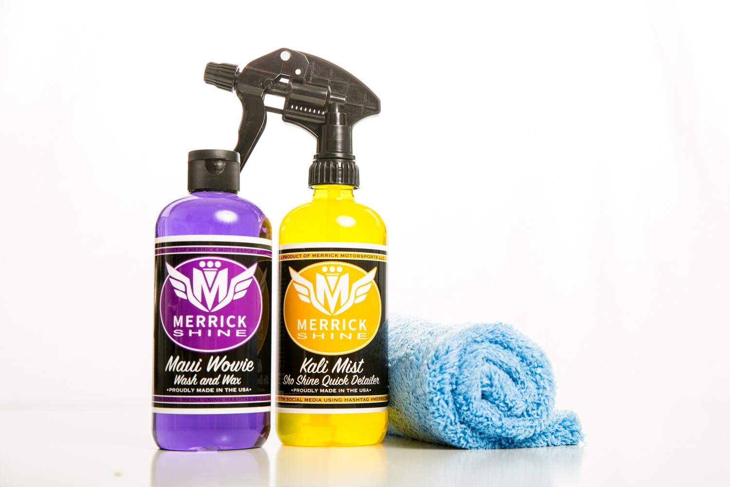 Merrick Shine OLD SCHOOL COMBO Maui Wowie Wash &amp; Wax + Kali Mist Sho Shine Quick Detailer Two 16oz Bottles