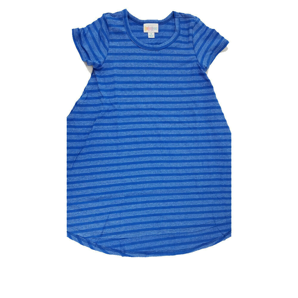Kids Scarlett LuLaRoe Geometric Dark Blue with Light Blue Stripe Swing Dress Size 4 fits kids 4