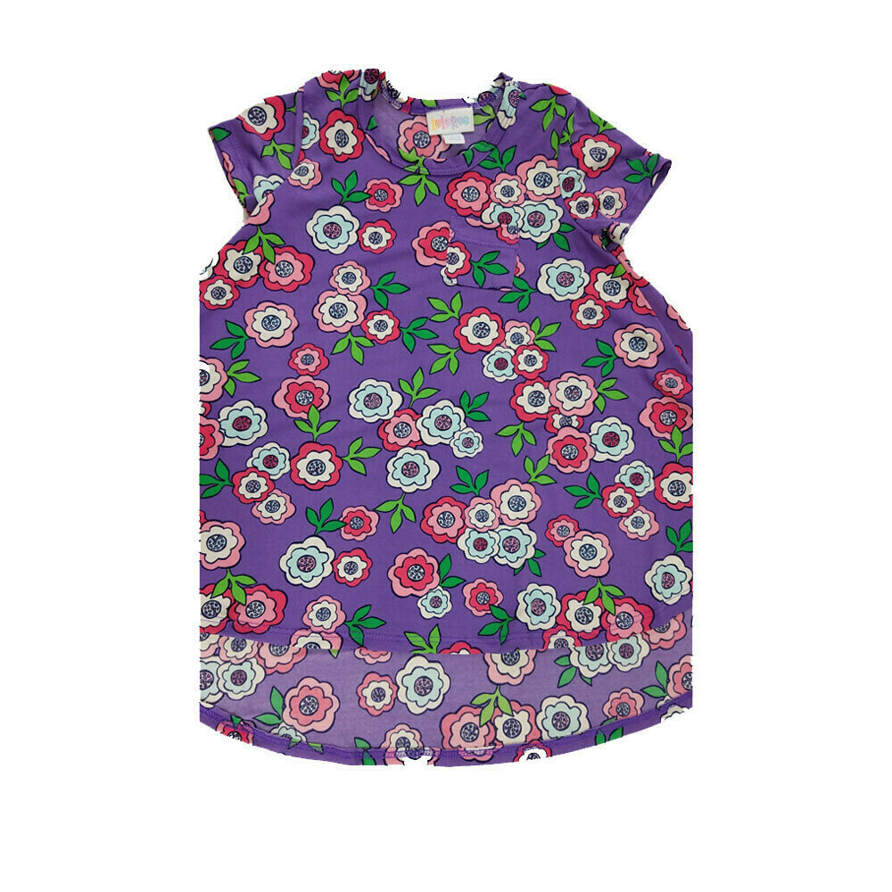 Kids Scarlett LuLaRoe Purple and Pink Floral w/ Pocket Swing Dress Size 2 fits kids 2T-4