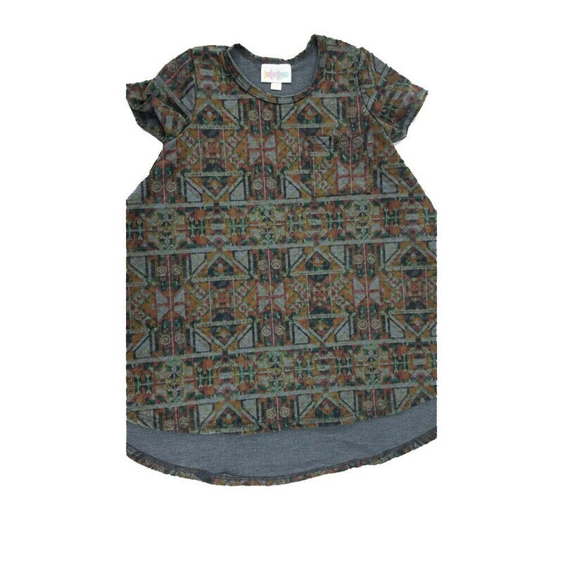 Kids Scarlett LuLaRoe Black Brown Gray Geometric Swing Dress Size 2 fits kids 2T-4