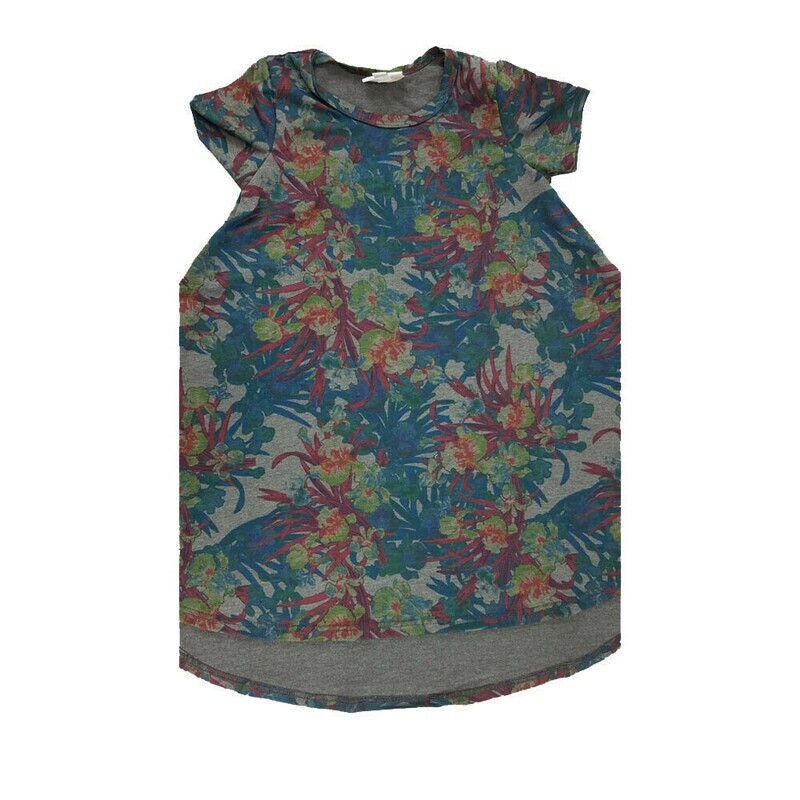 Kids Scarlett LuLaRoe Floral Gray Maroon Dark Blue Swing Dress Size 4 fits kids 3-4