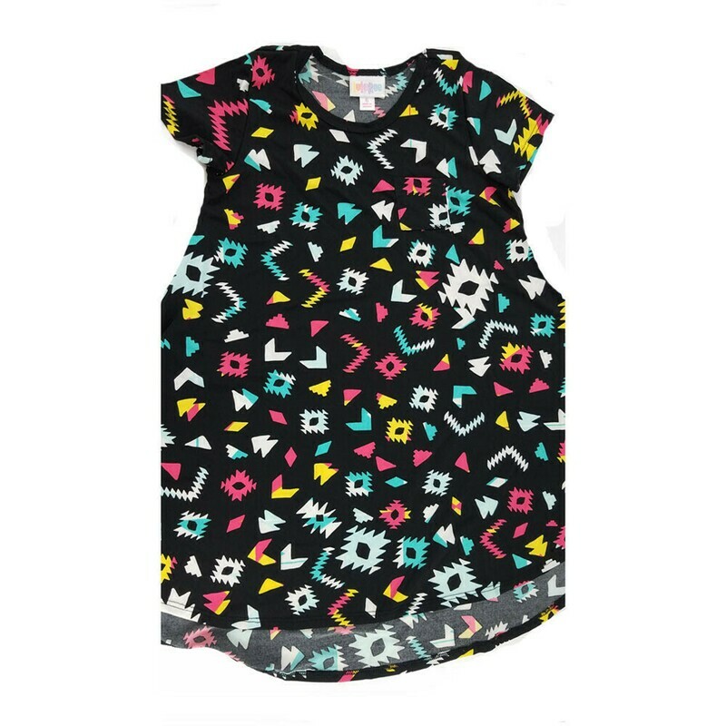 Kids Scarlett LuLaRoe Geometric Black White Pink Swing Dress Size 6 fits kids 5-6