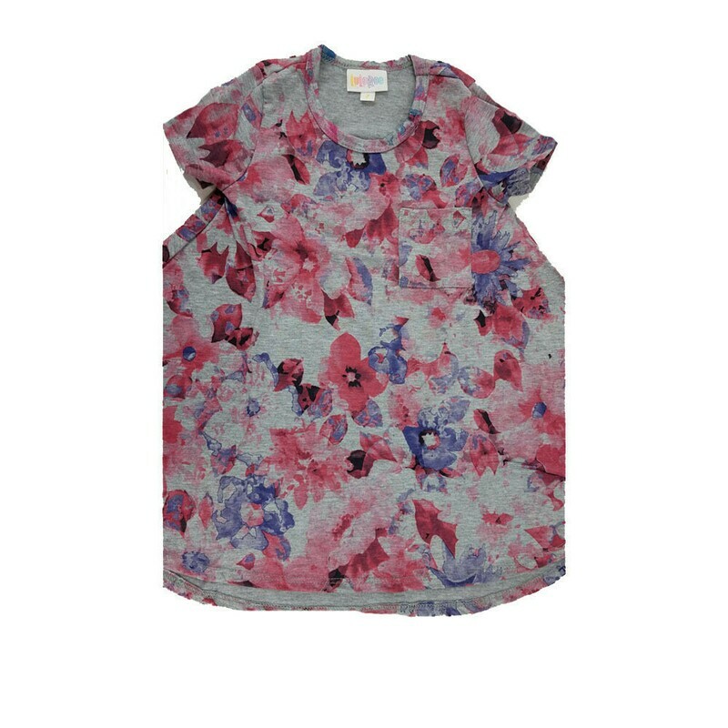 Kids Scarlett LuLaRoe Gray Pink Lavender Floral w/ Pocket Swing Dress Size 2 fits kids 2T-4