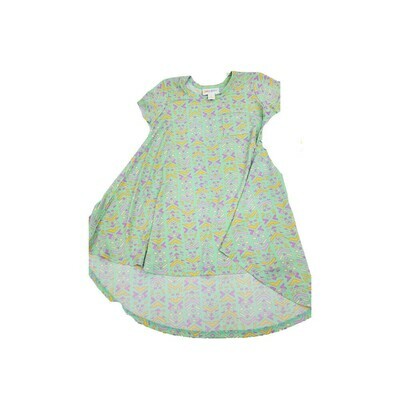 Kids Scarlett LuLaRoe Green Lavender Geometric Swing Dress Size 2 fits kids 2T-4