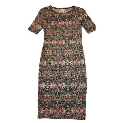 LuLaRoe JULIA XX-Small XXS Light Pink and Black Trippy Geometric Form Fitting Dress fits sizes 00-0