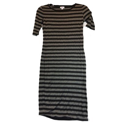 LuLaRoe JULIA XX-Small XXS Black and Grey Stripe Form Fitting Dress fits sizes 00-0
