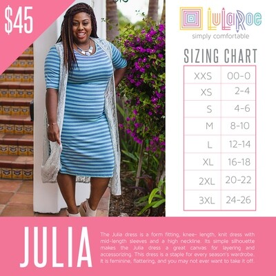 JULIA LuLaRoe Form Fitting Knee Length Knit Dress
