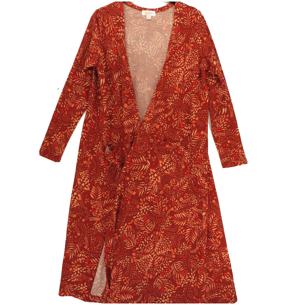 LuLaRoe SARAH Medium M Floral Dark Red Pink Cardigan fits Womens sizes 10-12