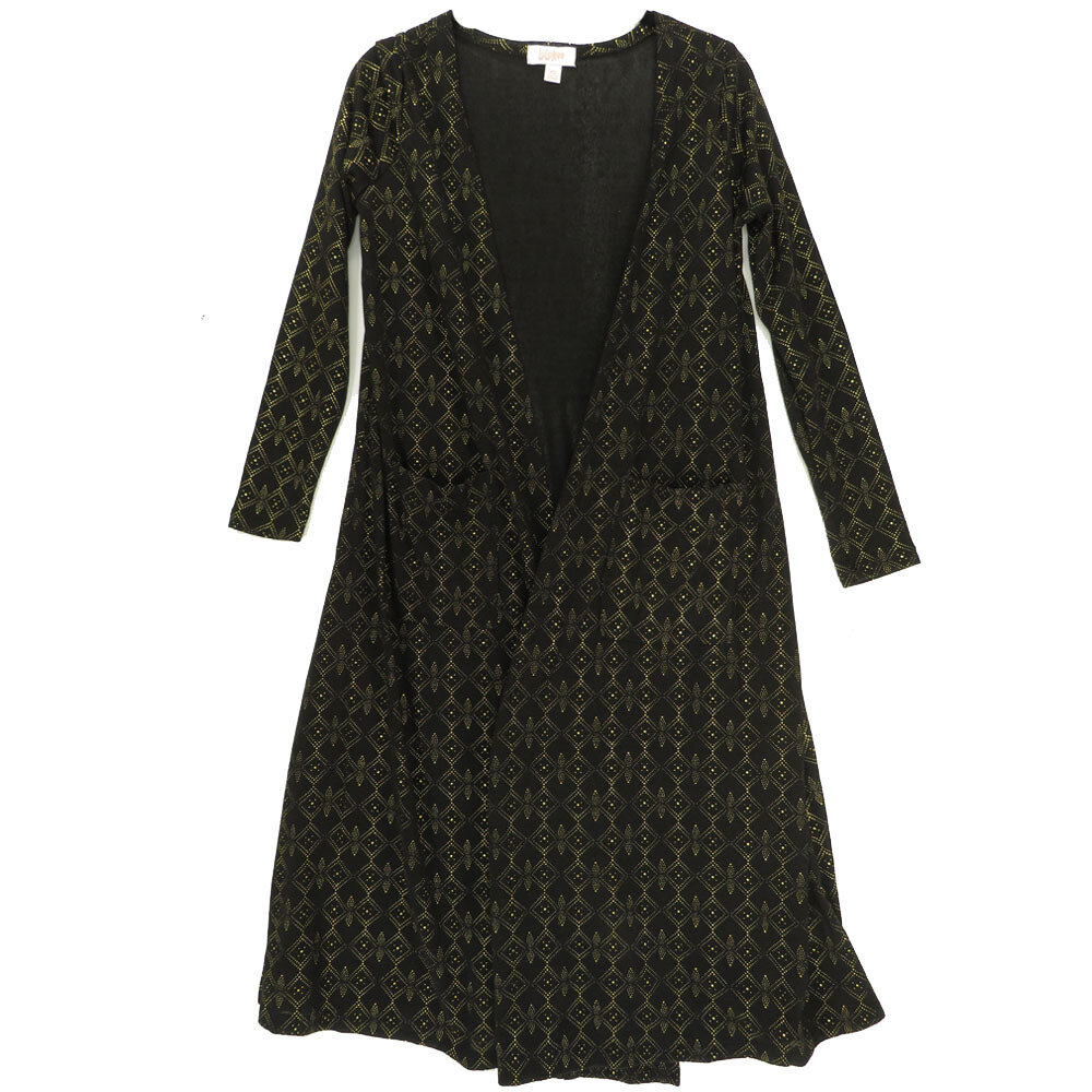 LuLaRoe SARAH X-Small XS Elegant Collection Raised Polka Dot Black Gold Cardigan fits Womens sizes 0-4