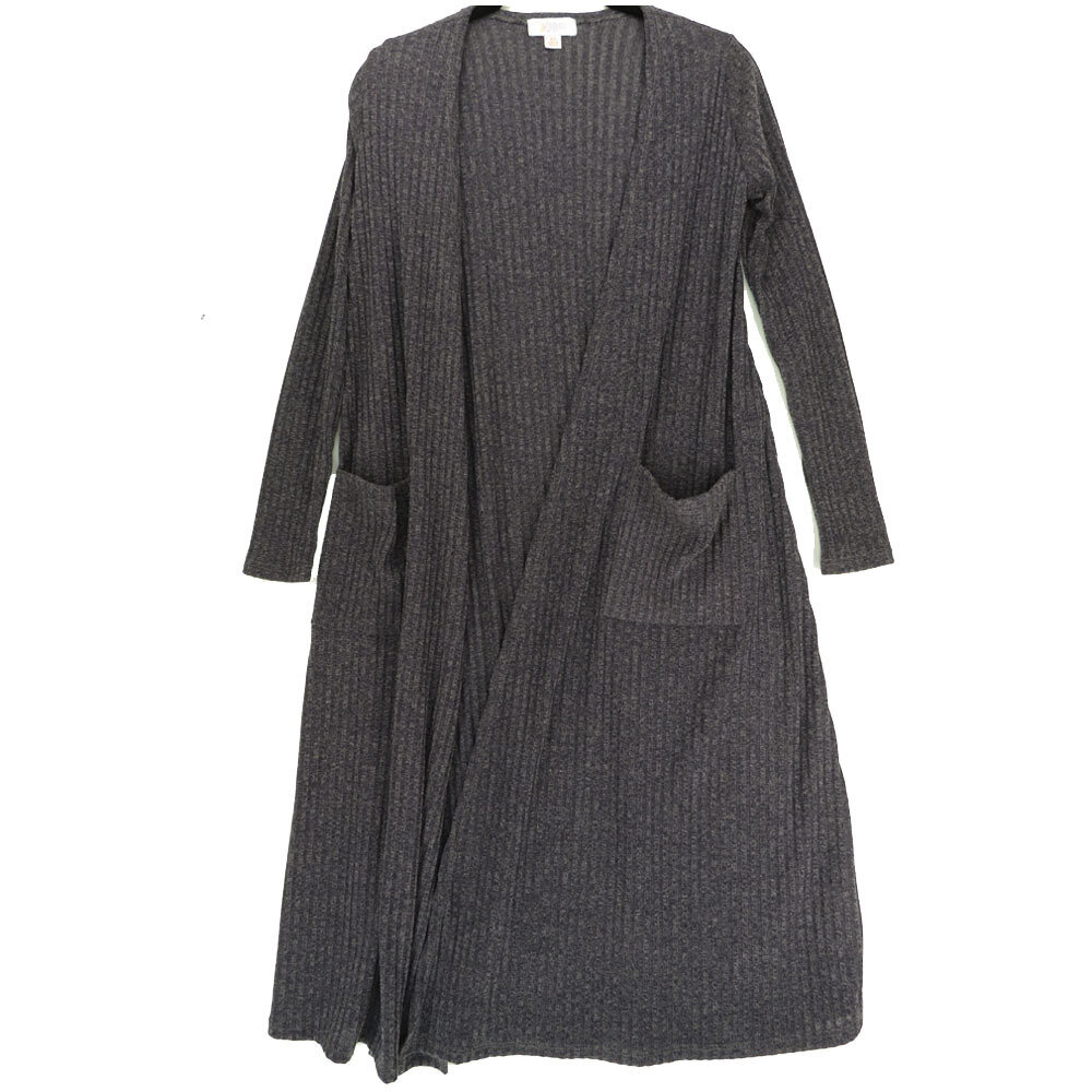 LuLaRoe SARAH X-Small XS Ribbed Solid Dark Gray Cardigan fits Womens sizes 0-4