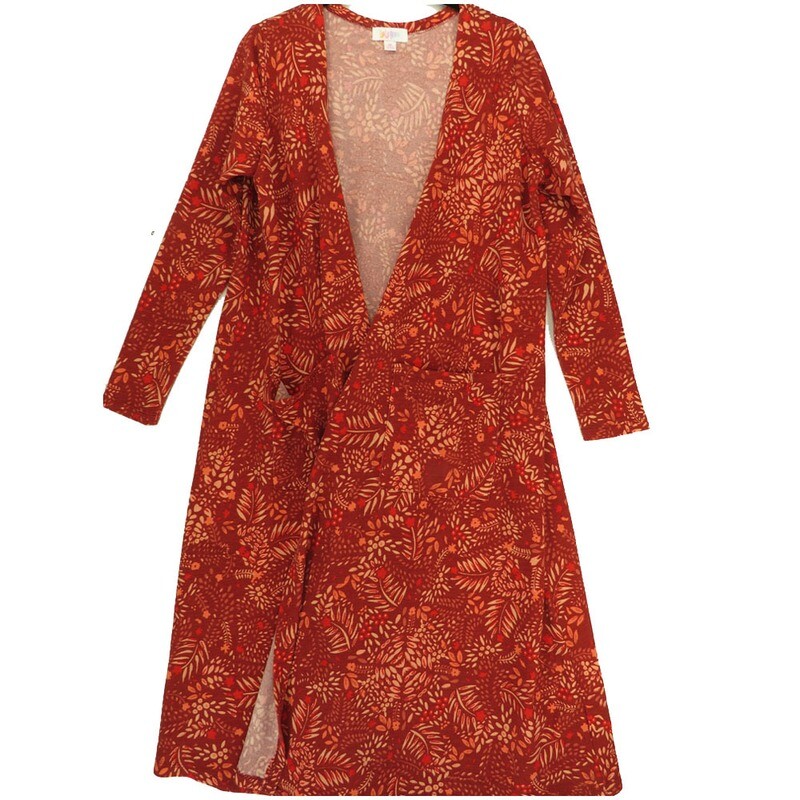 LuLaRoe SARAH Medium M Floral Dark Red Pink Cardigan fits Womens sizes 10-12