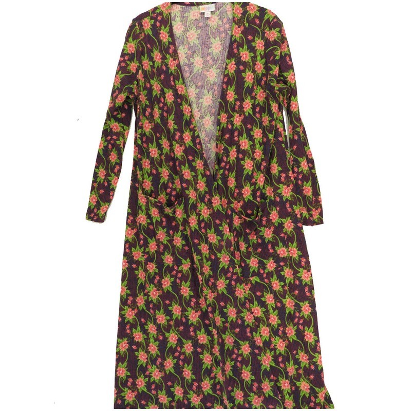 LuLaRoe SARAH Medium M Floral Dark Red Pink Cardigan fits Womens sizes 10-12