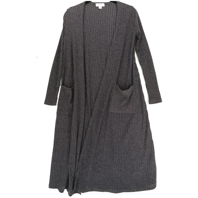 LuLaRoe SARAH X-Small XS Ribbed Solid Dark Gray Cardigan fits Womens sizes 0-4
