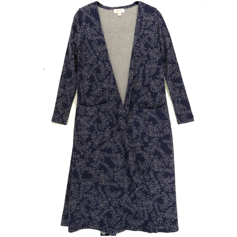 LuLaRoe SARAH X-Small XS Floral Navy Gray Cardigan fits Womens sizes 0-4