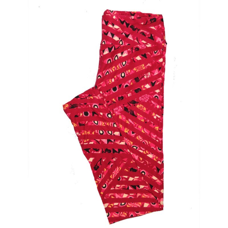 LuLaRoe One Size OS Stripe Floral Paisley Leggings (OS fits Adults 2-10) OS-4097-D
