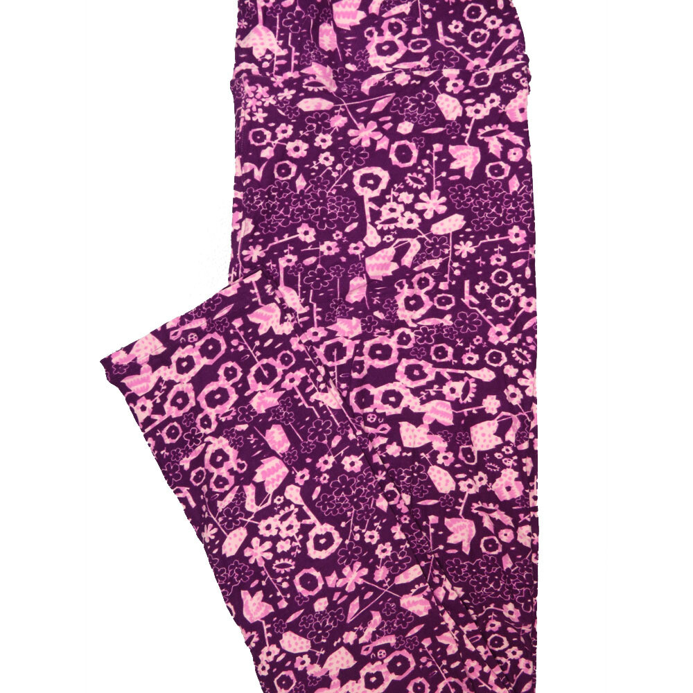 LuLaRoe Tall Curvy TC Purple and Light Purple Daisy Floral Leggings (TC fits Adults 12-18) TC-7216-B
