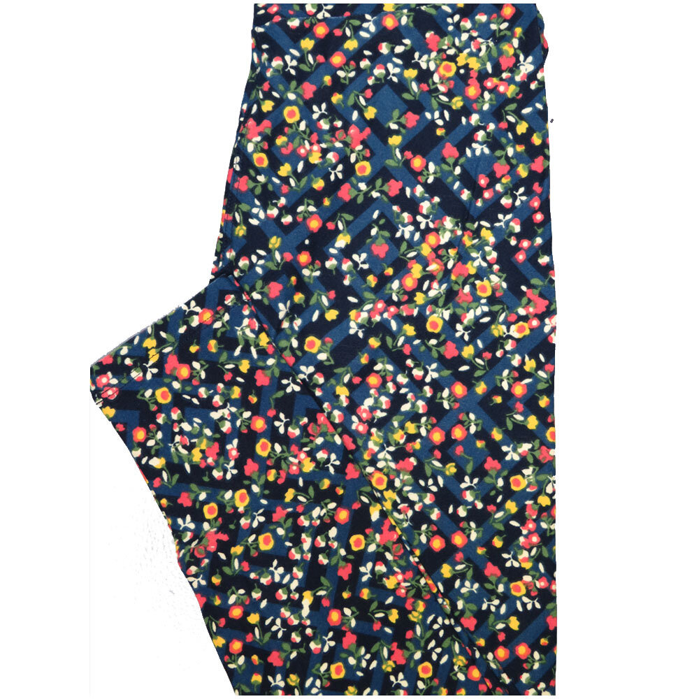 LuLaRoe One Size OS Black Blue Pink Yellow White Floral Geometric Buttery Soft Leggings - OS fits Adults 2-10