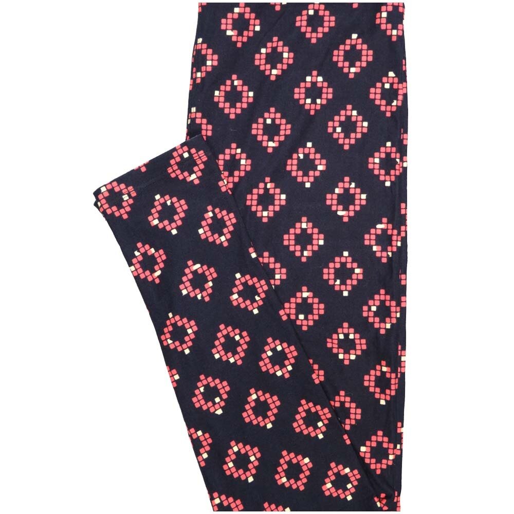 LuLaRoe One Size OS Checkerboard Black Pink Geometric Polka Dot Buttery Soft Leggings - OS fits Adults 2-10