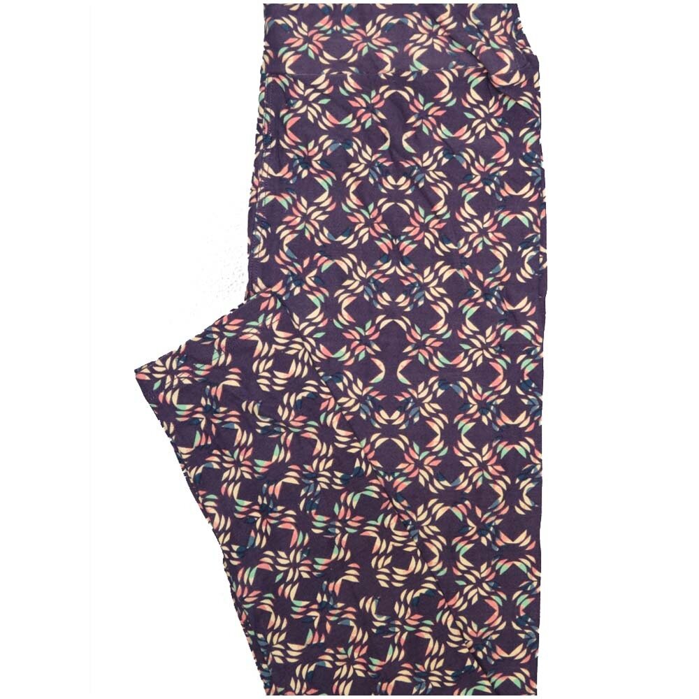 LuLaRoe One Size OS Purple pale Pink Blue Psychedelic Geometric Buttery Soft Leggings - OS fits Adults 2-10