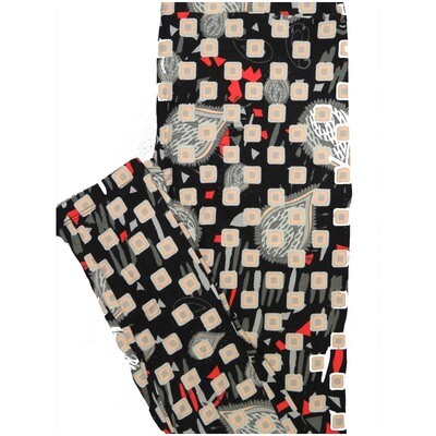 LuLaRoe One Size OS Checkerboard Black Cream Olive Green Coral Floral Polka Dot Buttery Soft Leggings - OS fits Adults 2-10
