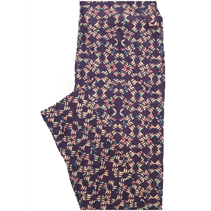 LuLaRoe One Size OS Purple pale Pink Blue Psychedelic Geometric Buttery Soft Leggings - OS fits Adults 2-10