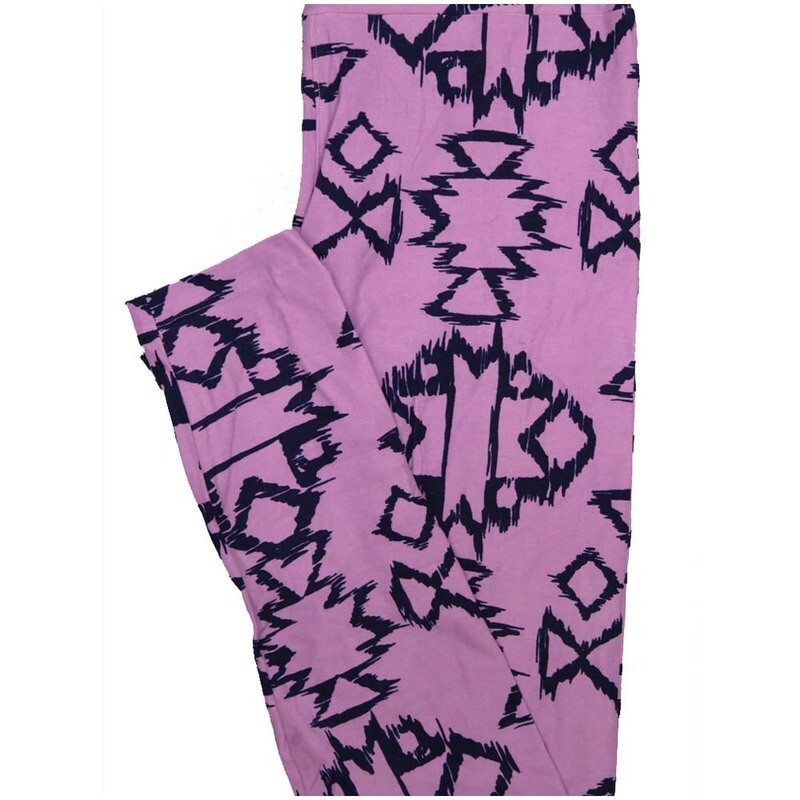 LuLaRoe One Size OS Aztek Light Purple Black Geometric Buttery Soft Leggings - OS fits Adults 2-10