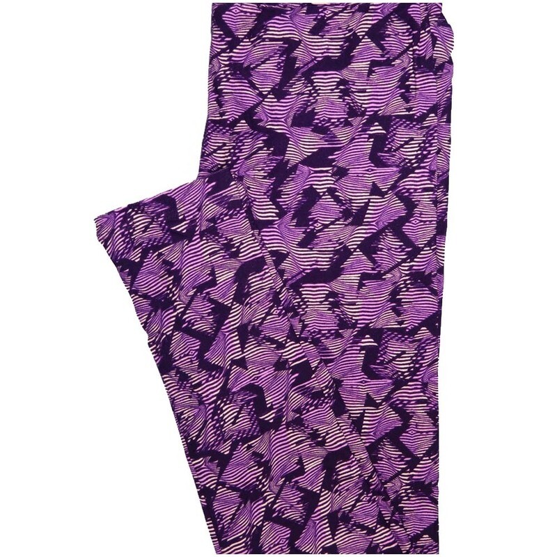 LuLaRoe One Size OS Light Dark Purple Stripe Geometric Buttery Soft Leggings - OS fits Adults 2-10