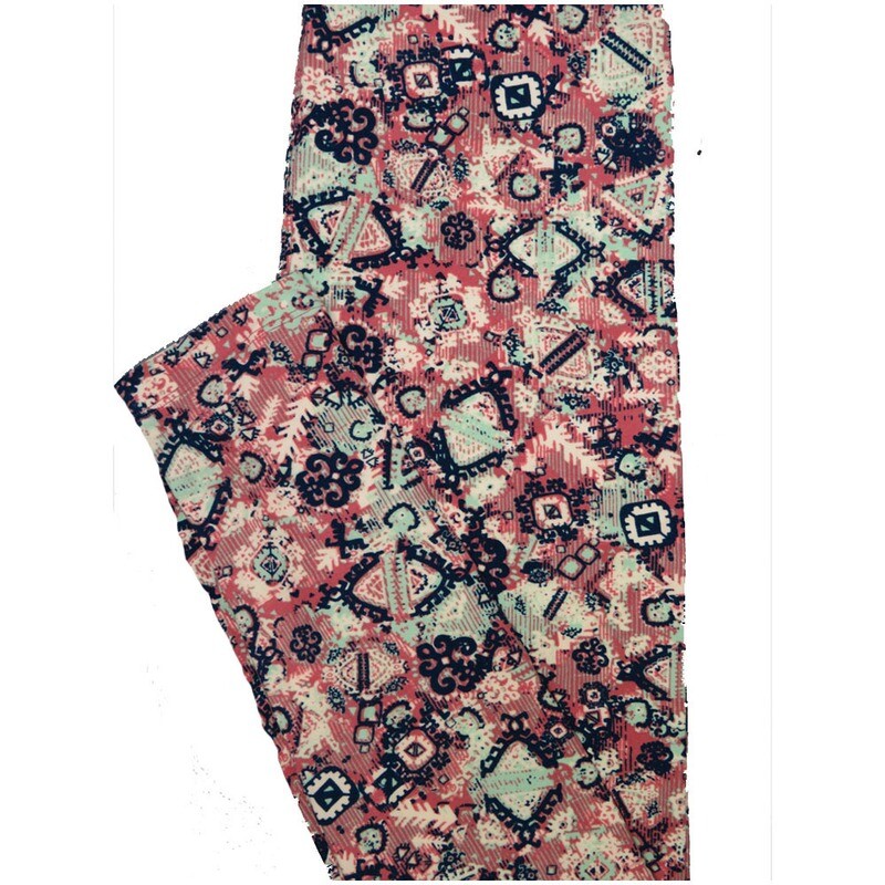 LuLaRoe One Size OS Light Mint rose Geometric Buttery Soft Leggings - OS fits Adults 2-10