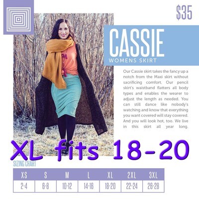 Cassie X-Large (XL) LuLaRoe Skirt Fits 18-20