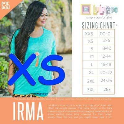 X-Small (XS) Irma LuLaroe Tunic - Sizes 2-6