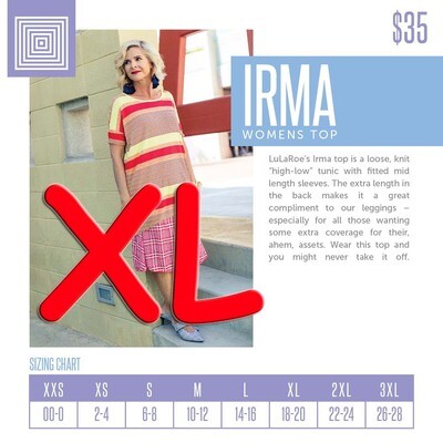 X-Large (XL) Irma LuLaroe Tunic - Sizes 20-22