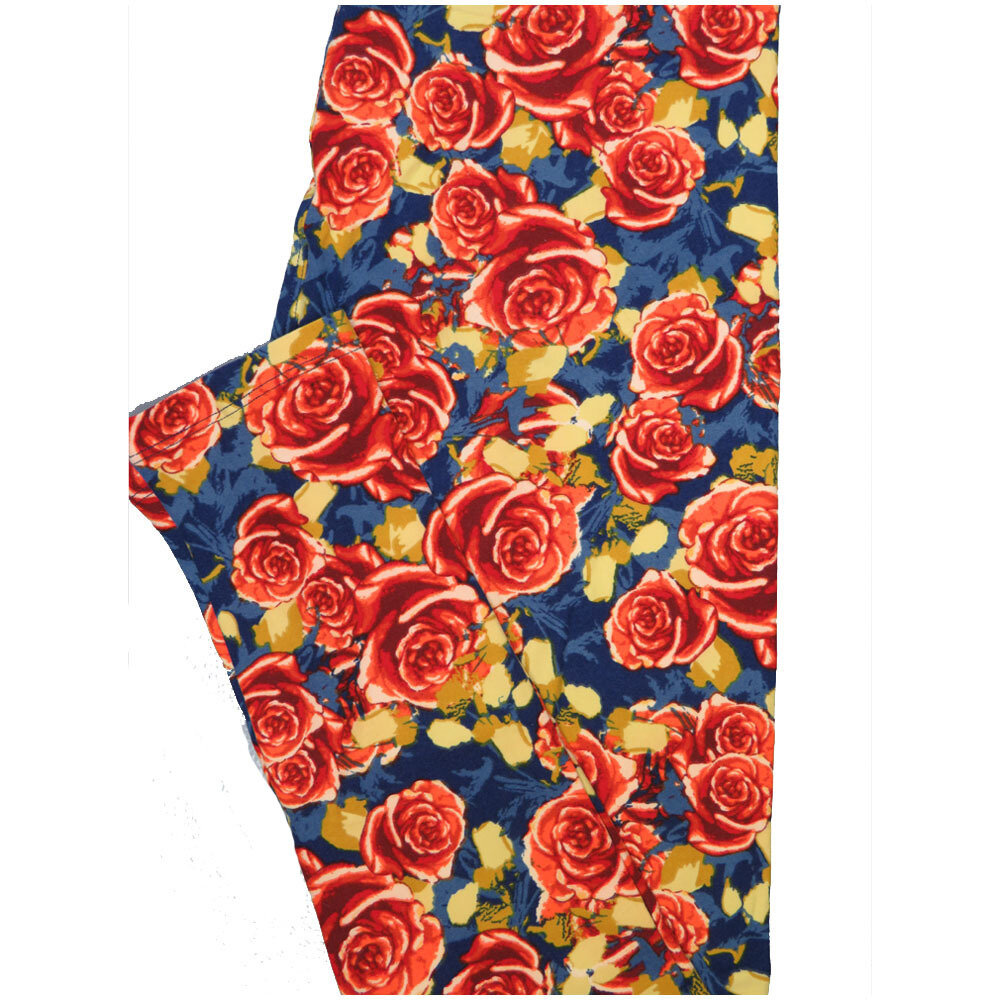 LuLaRoe One Size OS Roses Red Yellow Blue Leggings (OS fits Adults 2-10)