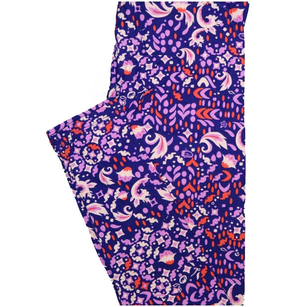 LuLaRoe One Size OS Geometric Floral Dark Blue Purple Pink Leggings (OS fits Adults 2-10)