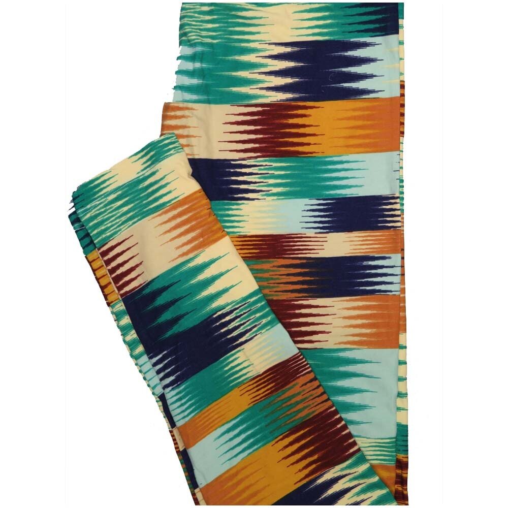 LuLaRoe One Size OS 70s Trippy Psychedelic Stripe Brown Blue Green Orange Leggings (OS fits Adults 2-10)
