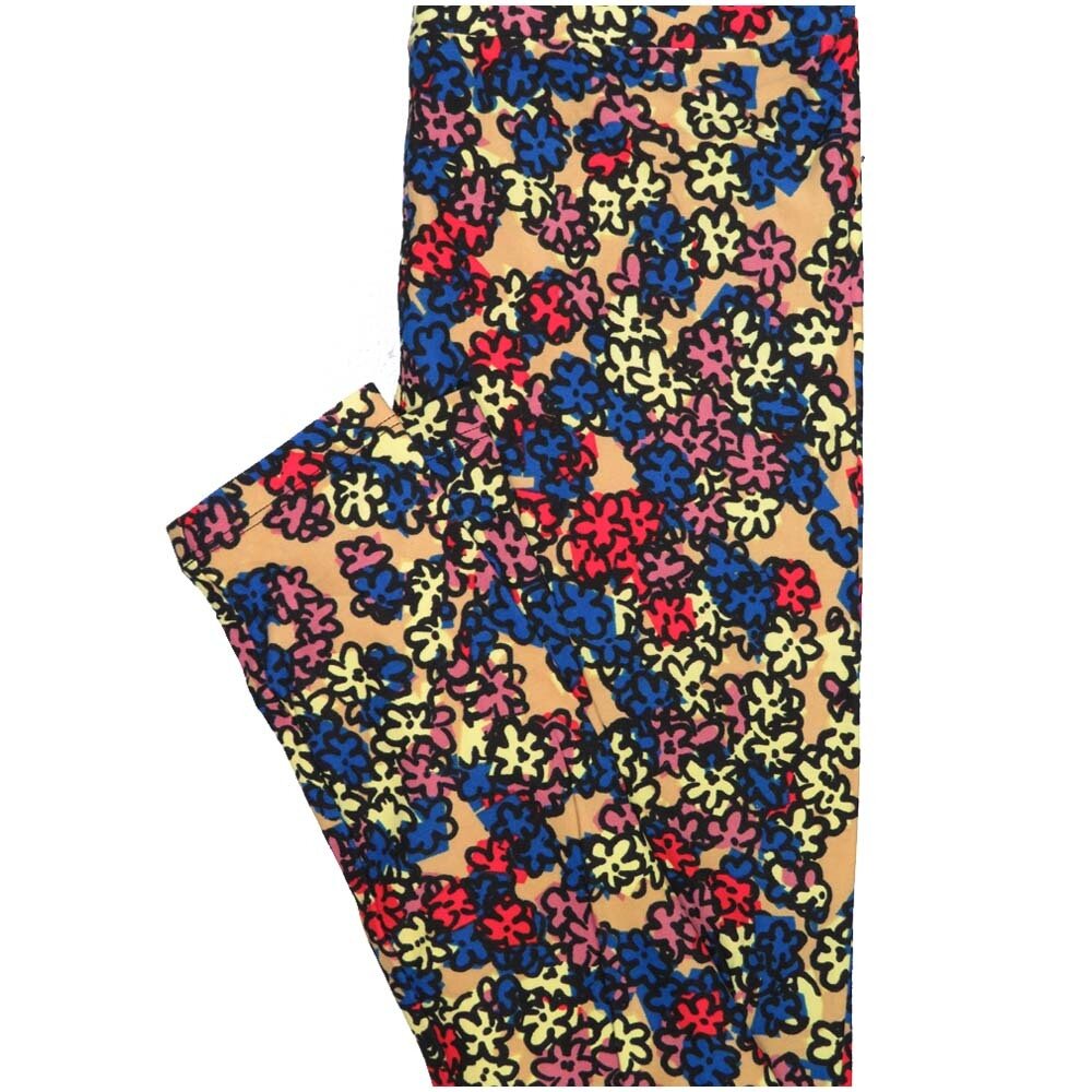 LuLaRoe One Size OS Floral Pale Yellow Blue Pink Lavender Leggings (OS fits Adults 2-10)