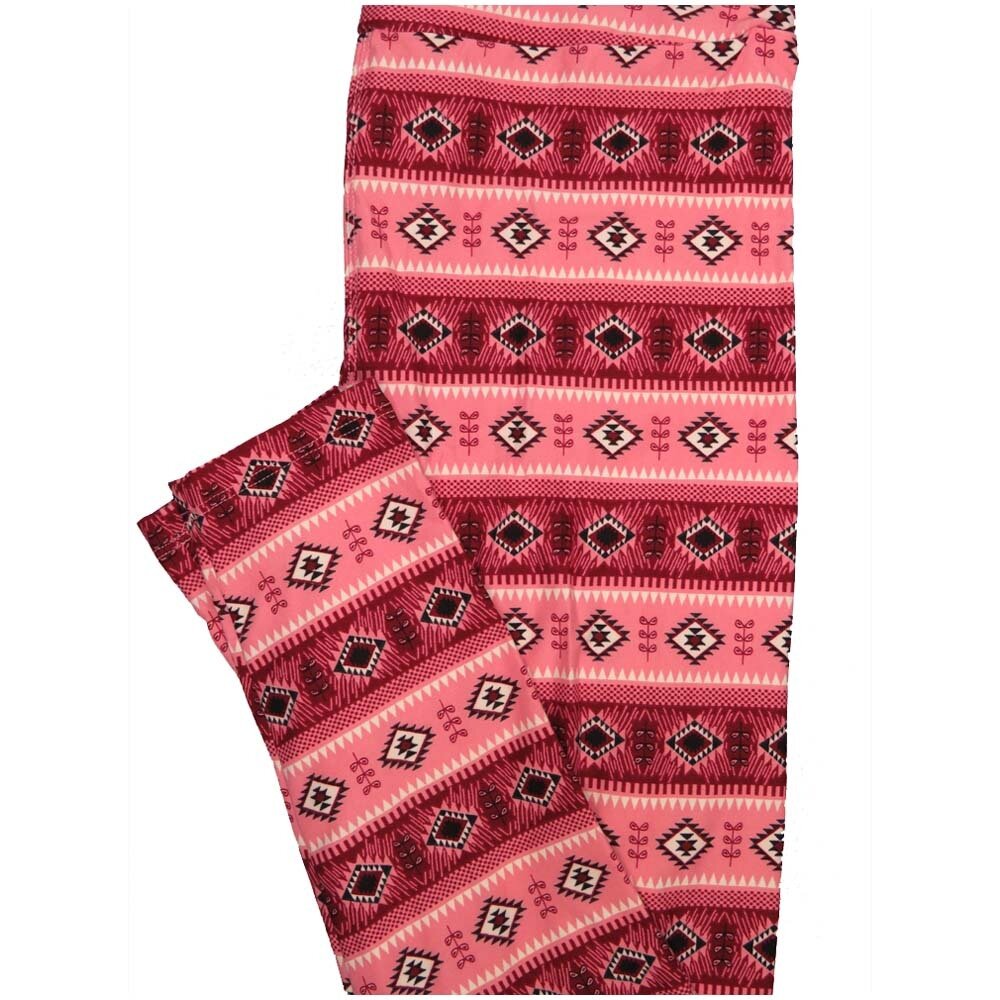 LuLaRoe One Size OS Southwestern Aztek Stripe Diamond Pink Leggings (OS fits Adults 2-10)