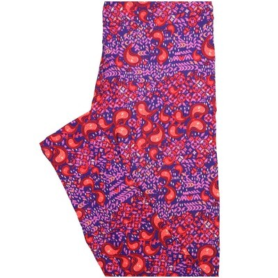 LuLaRoe One Size OS Paisley Floral Purple Lavender Dark Pink Leggings (OS fits Adults 2-10)
