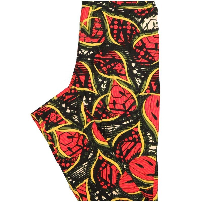 LuLaRoe One Size OS Paisley Floral Black Yellow Orange White Leggings (OS fits Adults 2-10)