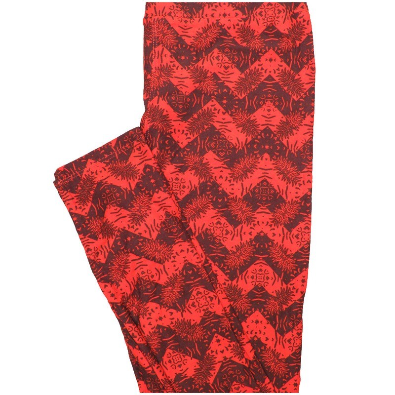 LuLaRoe One Size OS Light Red Dark Red Zig Zag Stripe Leggings (OS fits Adults 2-10)