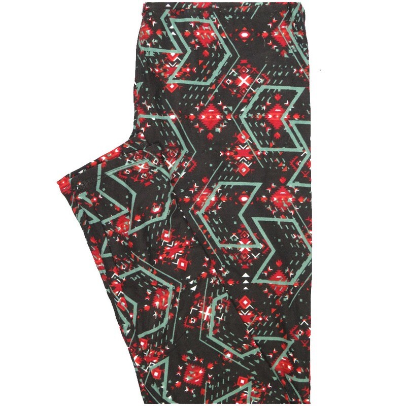 LuLaRoe One Size OS Chevron Black Gray Red Stripe Leggings (OS fits Adults 2-10)