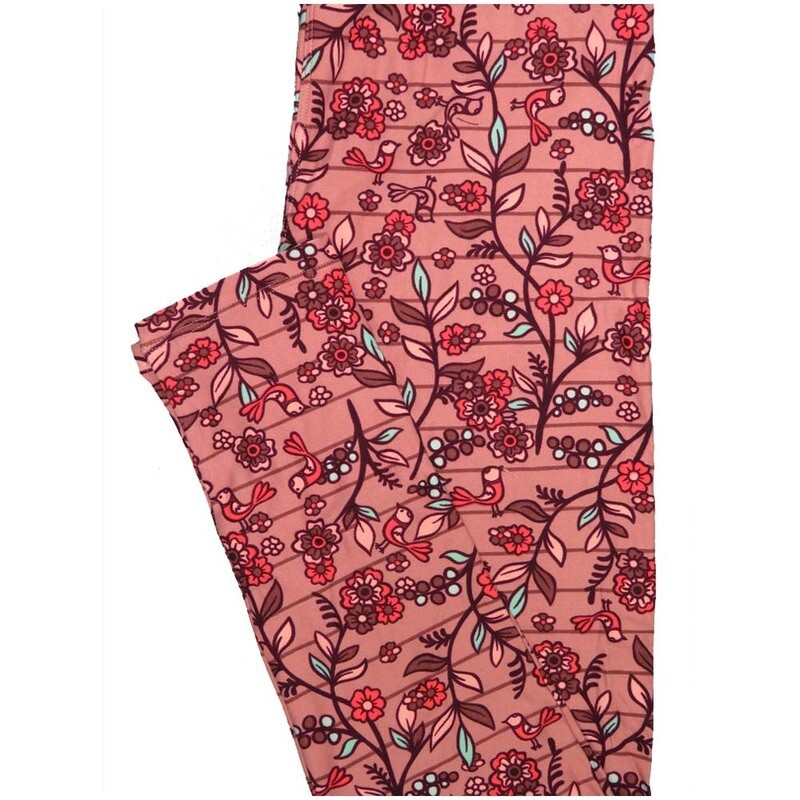 LuLaRoe One Size OS Floral Stripe Light Pink pk Leggings (OS fits Adults 2-10)