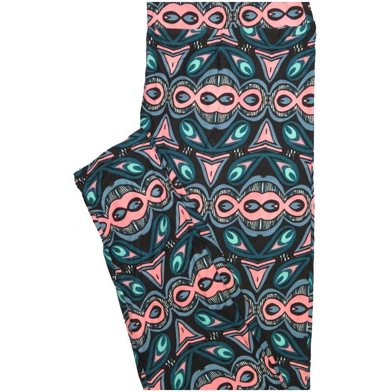 LuLaRoe One Size OS 70s Trippy Psychedelic Black Blue Pink Leggings (OS fits Adults 2-10)