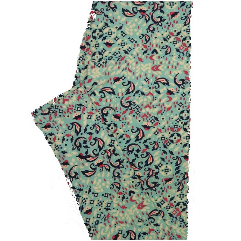 LuLaRoe One Size OS Geometric Floral ly Blue Pink White Leggings (OS fits Adults 2-10)