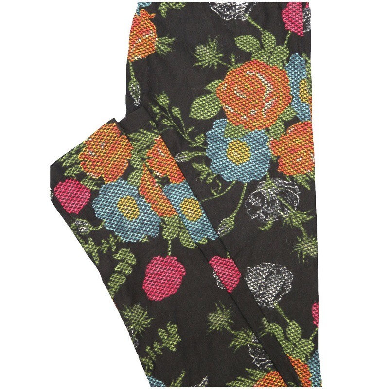LuLaRoe One Size OS Roses Floral Black Red Pink Teal Polka Dot Leggings (OS fits Adults 2-10)