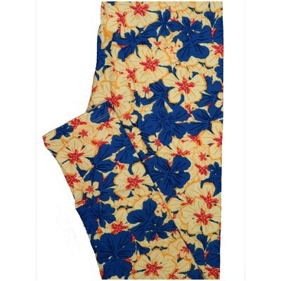 LuLaRoe One Size OS Blue Black Red Light Yellow Leggings (OS fits Adults 2-10)