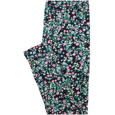 LuLaRoe One Size OS Floral Blue Pink Turquoise Leggings (OS fits Adults 2-10)