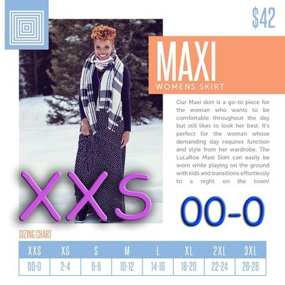 Maxi XX-Small (XXS) LuLaRoe Skirt Fits Sizes 00-0
