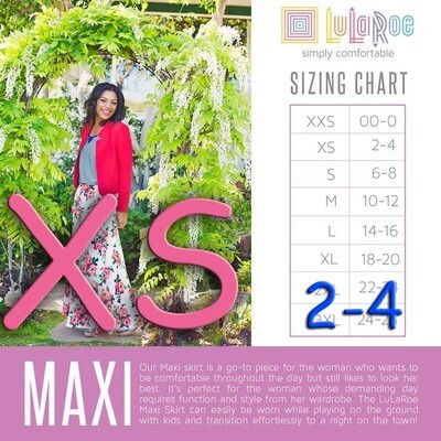 Maxi X-Small (XS) LuLaRoe Skirt Fits Sizes 2-4