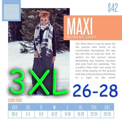 Maxi XXX-Large (3XL) LuLaRoe Skirt Fits Sizes 26-28