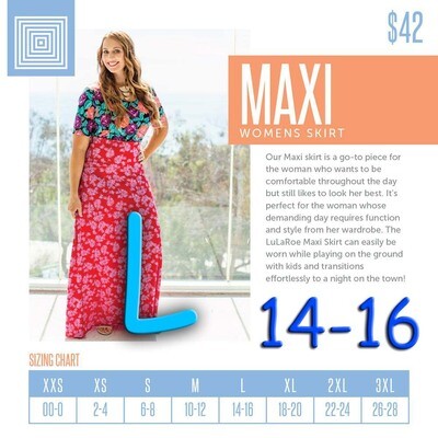 Maxi Large (L) LuLaRoe Skirt Fits Sizes 14-16